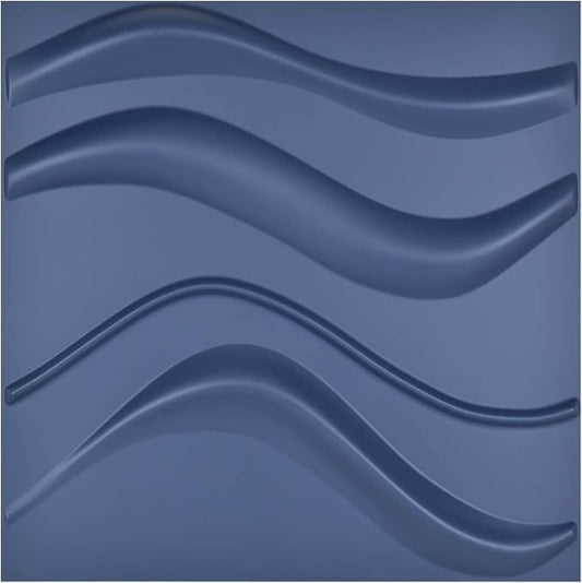 Art3d Navy Blue 3D Wall Panel PVC Slim Wave Covers 32 Sqft, by Art3d