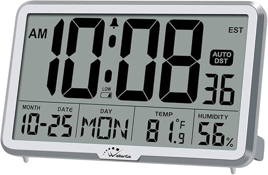 WallarGe Auto Set Digital Wall Clock Battery Operated, Desk Clocks by WallarGe