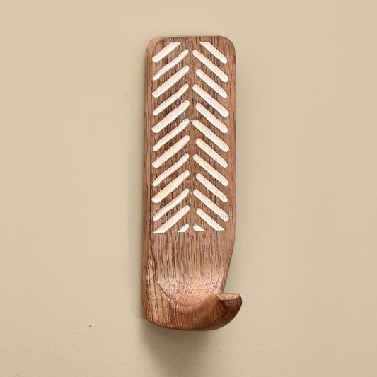 IndianShelf 10 LB- 6 Pieces Decorative Wood Adhesive Wall Hooks–Boho Peel and by IndianShelf