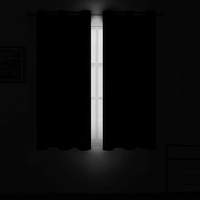 LEMOMO Grey Blackout Curtains/52 x 45 Inch/Set of 2 Panels Room Darkening Short - Image 3
