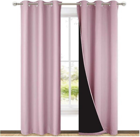 NICETOWN Baby Pink Full Shade Curtain Panels, Pair of Thermal Insulated & by NICETOWN