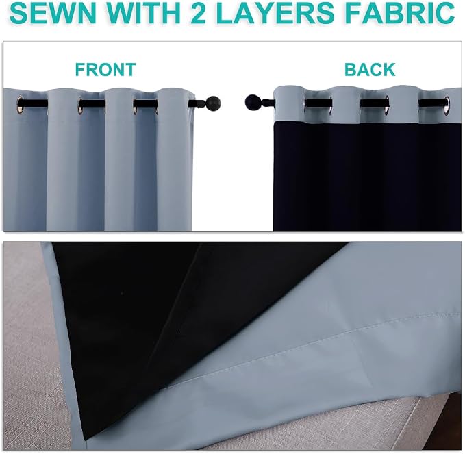 NICETOWN Vintage Blue Full Shade Curtain Panels, Pair of Thermal Insulated & - Image 5