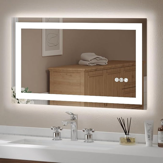 USHOWER LED Bathroom Mirror 40x24 Inch Tempered Glass by USHOWER