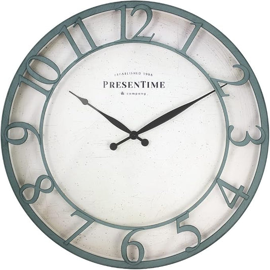 Presentime & Co 21" Farmhouse Series Wall Clock, Vintage Style, Retro Clock by Presentime