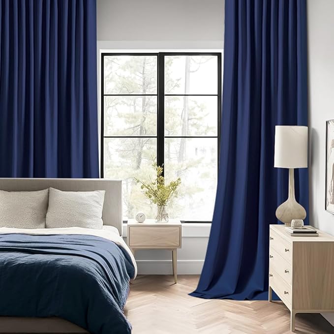 MIULEE Navy Blue Back Tab Blackout Curtains 84 Inch Length 2 Panels Set - Image 2