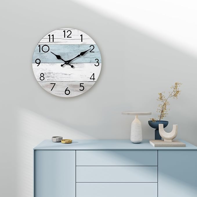 KECYET Wall Clock Silent Non-Ticking Wooden Clocks Battery Operated 10 Inch - Image 7