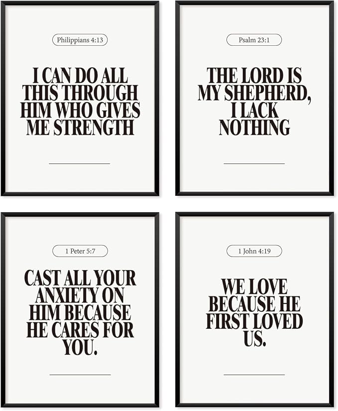 Locomiss Black and White Christian Wall Art Decor Posters, Modern Bible Verse by Unknown