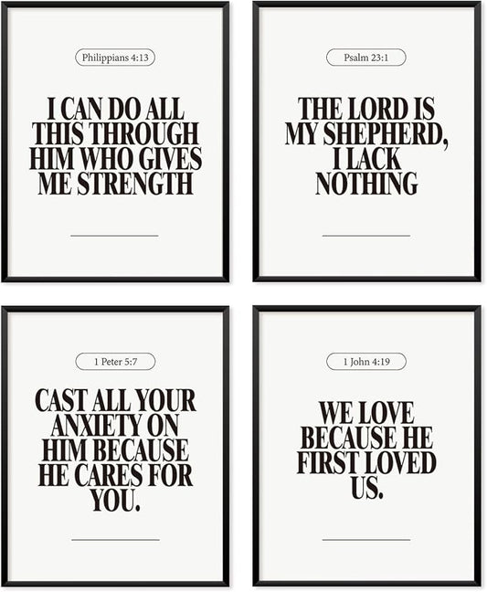 Locomiss Black and White Christian Wall Art Decor Posters, Modern Bible Verse by Unknown