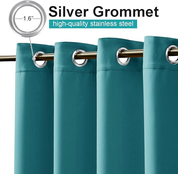 NICETOWN Outdoor Curtainch for Patio Waterproof 100 inch Wide, Thermal Insulated Rustproof Grommet UV Blocking Cabana Curtainch & Drape, Privacy Safe Shade for Gazebo, Peacock Teal, 1 PC, 95-Inch Long