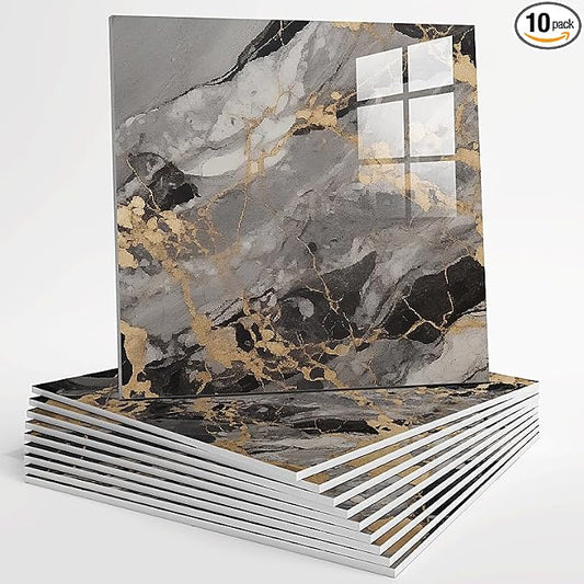 10pcs Peel and Stick Tile Shower Waterproof Marble Tiles Wall Panels, by Unknown