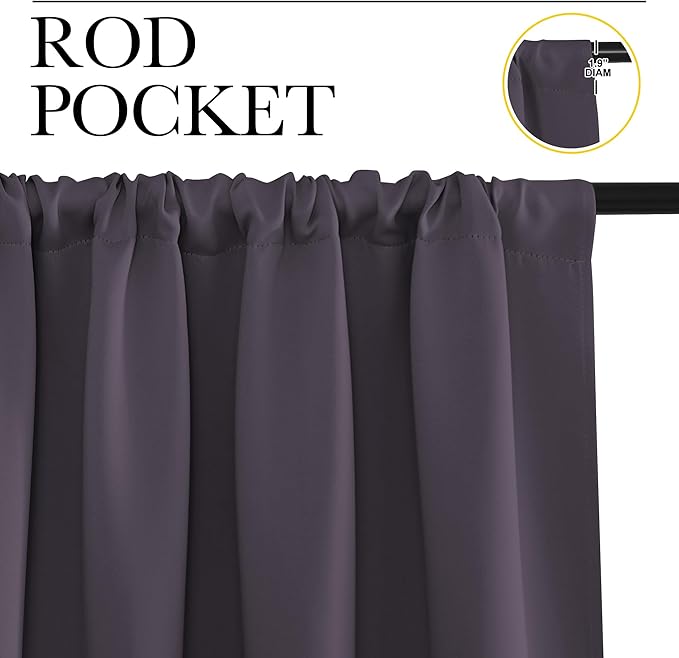NICETOWN Blackout Curtains for Bedroom, 1 Pair, 42 by 45-inch, Window Treatment - Image 2