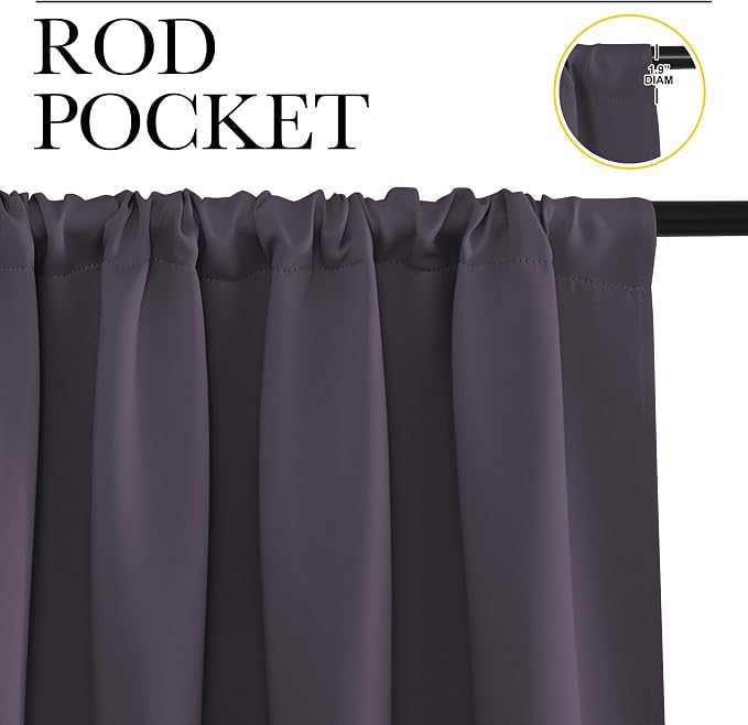 NICETOWN Bedroom Curtains Blackout Draperies, 1 Pair, 34-inch W x 63-inch L - Image 2