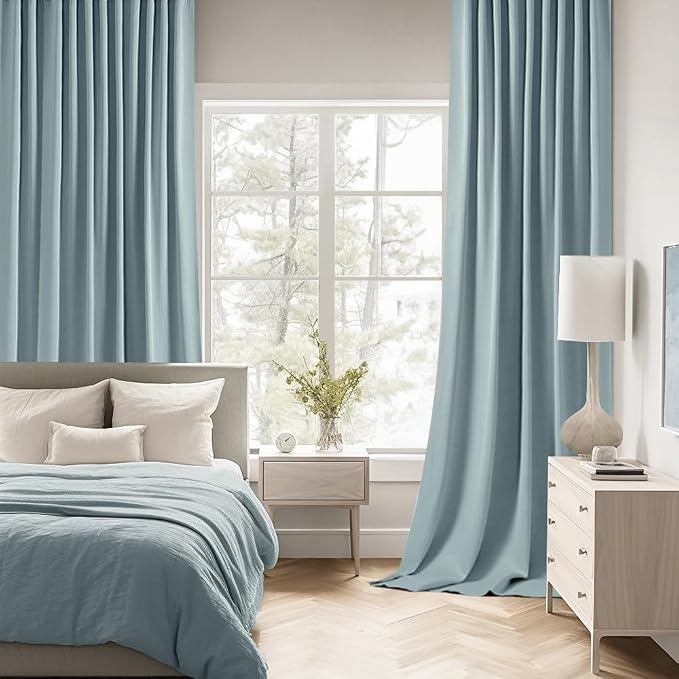 MIULEE Slate Blue Back Tab Blackout Curtains 90 Inches Long 2 Panels Set - Image 2