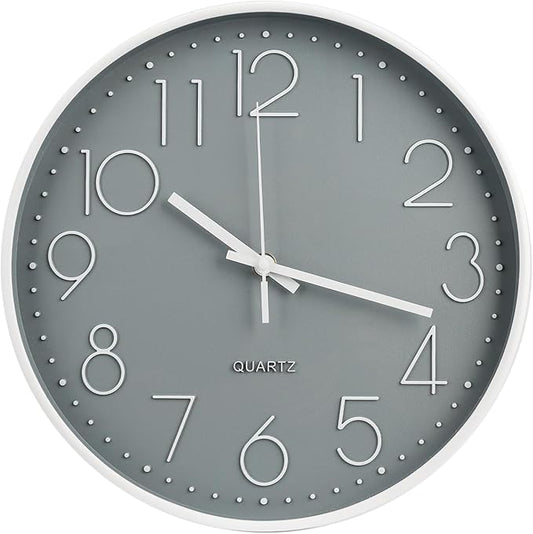 Wall Clock 10 Inch Non-Ticking Silent Modern Simple Style Round Decor Clock by BAKBRAND