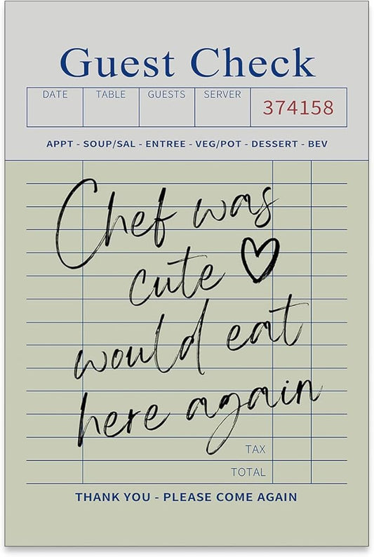 PDFI Trendy Kitchen Wall Art Guest Check Prints Chef Was Cute Would Eat Here by PDFI