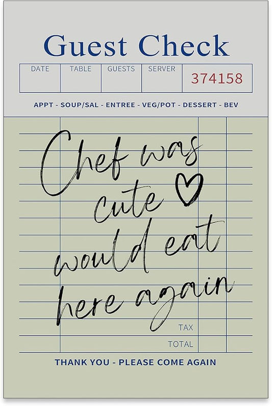 PDFI Trendy Kitchen Wall Art Guest Check Prints Chef Was Cute Would Eat Here by PDFI