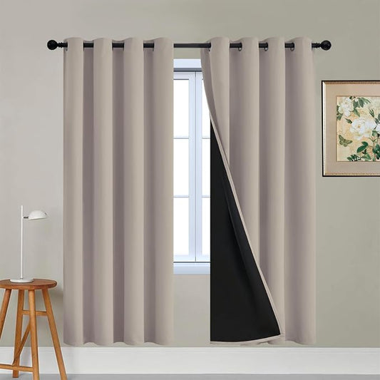 Yakamok 100% Blackout Curtains 72 Inches Long, 2 Thick Layers Heat and Full by Yakamok