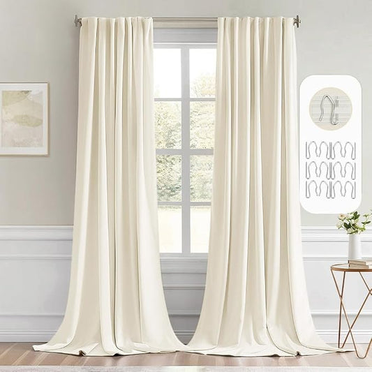 MIULEE Birch Back Tab Blackout Curtains 102 Inch Long 2 Panels Set by MIULEE