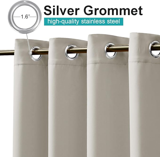 NICETOWN Outdoor Curtainch for Patio Waterproof 100 inch Wide, Thermal Insulated Rustproof Grommet UV Blocking Cabana Curtainch & Drape, Privacy Safe Shade for Gazebo, Natural, 1 PC, 95-Inch Long
