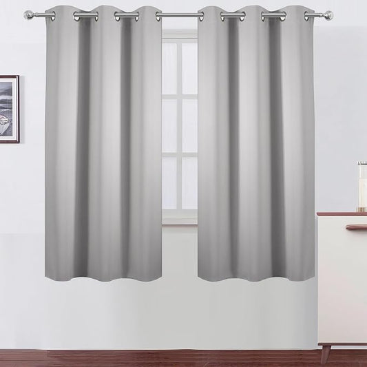 LEMOMO Light Grey Blackout Curtains 42 x 54 Inch Length Set of 2 Panels Grommet by Lemomo