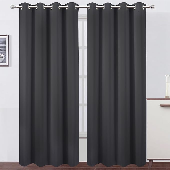LEMOMO Blackout Curtains 66 x 95 inch/Dark Grey Curtains Set of 2 by Lemomo