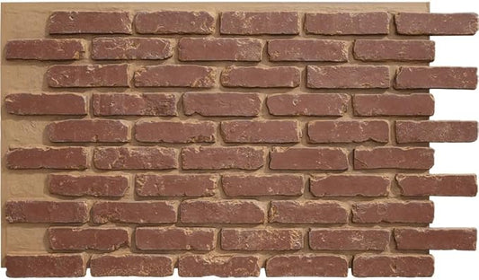 EverStone Aged Brick Faux Brick Panel, 46 7/8"W x 27"H x 1 1/4"D, Cabernet Color by EkenaMillwork