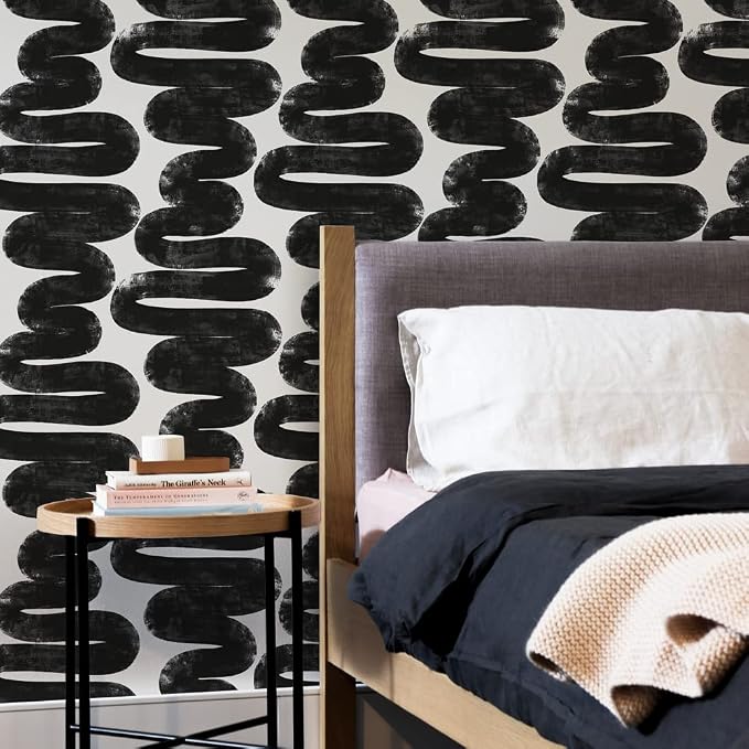 Tempaper x Bobby Berk White & Black Wiggle Room Removable Peel and Stick - Image 4