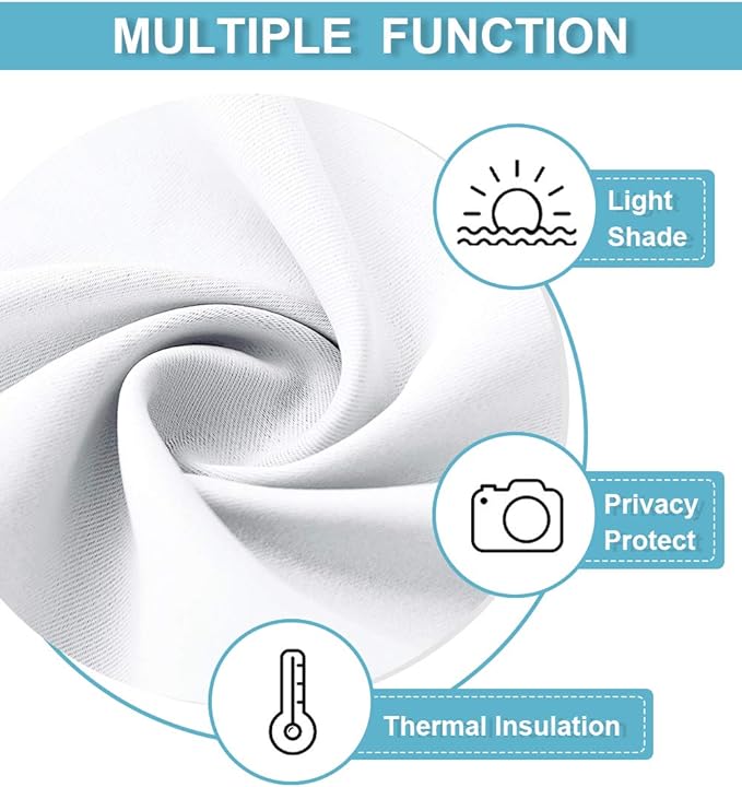 RYB HOME White Curtains 80 inches Long, Thermal Insulating Large Window Curtains - Image 7