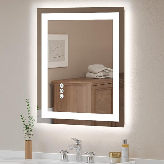 USHOWER LED Bathroom Mirror 24x36 Inch Tempered Glass by USHOWER