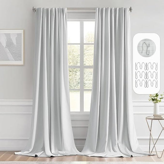 MIULEE Back Tab Light Blocking Curtains 102 Inch Long 2 Panels Set by MIULEE