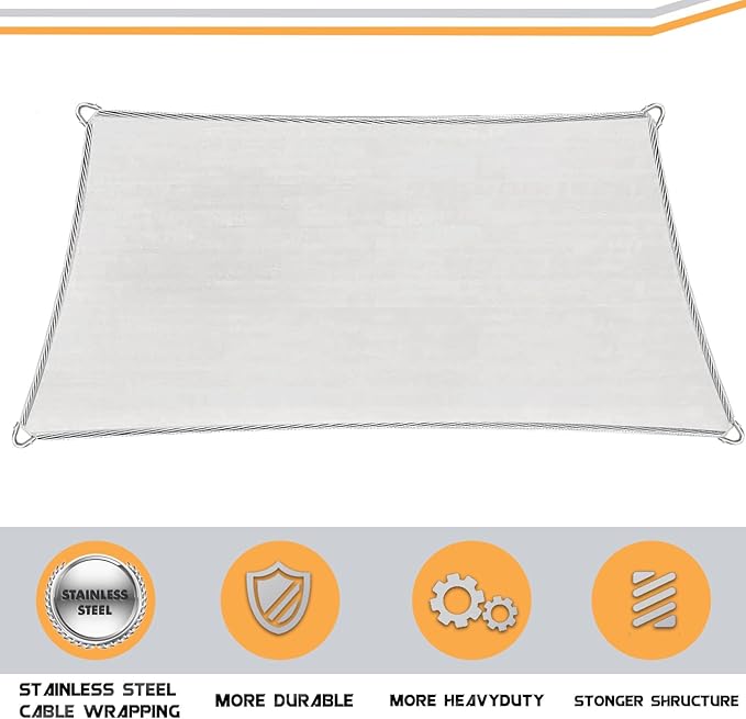 Upgraded with High-Strength Steel Cable Edges 20' x 24' Sun Shade Sail Sand Rectangle, Heavy Duty UV Blockage Outdoor Cover with Steel Wire Edges for Patio Garden