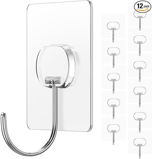 JINSHUNFA Adhesive Wall Hooks 13LB Heavy Duty No Drill Large Transparent by JINSHUNFA