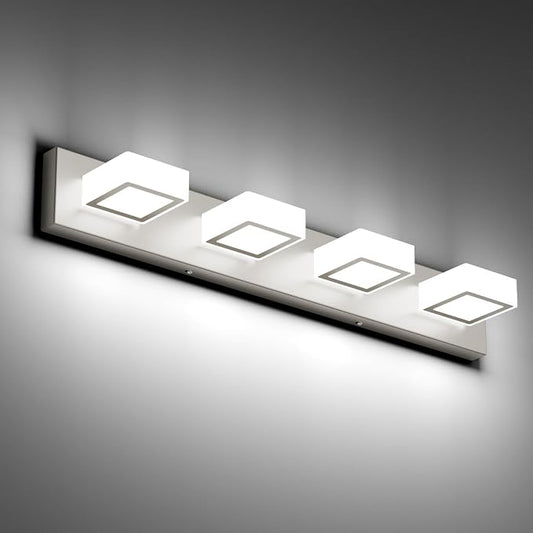 Ralbay Brushed Nickel Bathroom Vanity Lights 30inch Metal Acrylic LED Modern by RalbayLighting