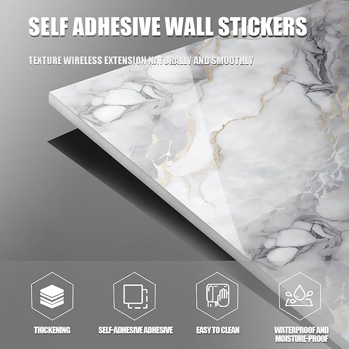 Chejiaye 10pcs Marble Peel and Stick Backsplash Waterproof Washroom Wall Panels - Image 6