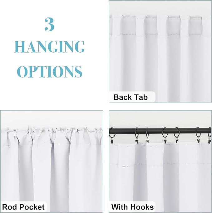 RYB HOME White Curtains 80 inches Long, Thermal Insulating Large Window Curtains - Image 8