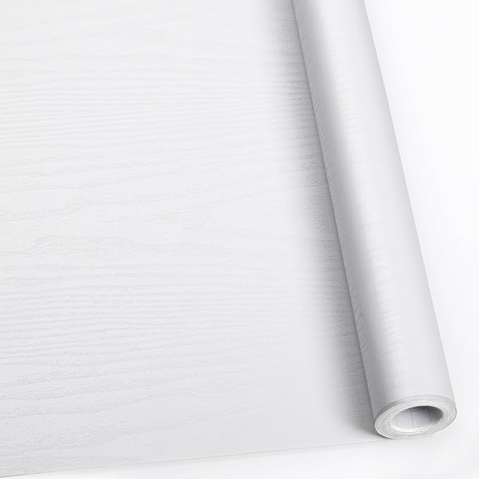 Abyssaly White Wood Contact Paper 11.8 in X 197 in Decorative Self-Adhesive Film by Abyssaly