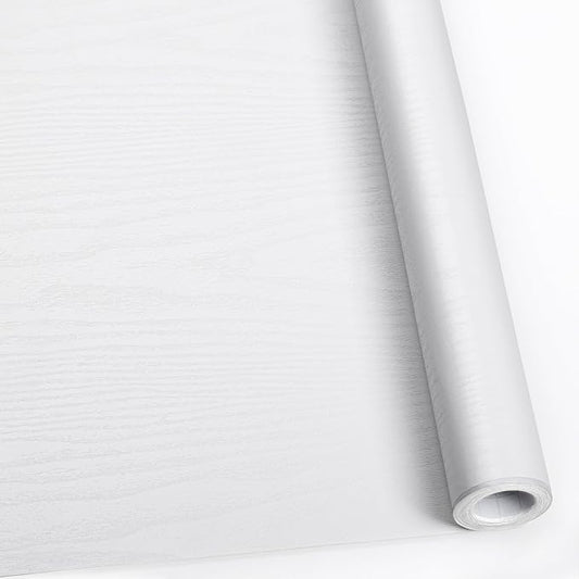 Abyssaly White Wood Contact Paper 17.71 in X 196 in Decorative Self-Adhesive by Abyssaly
