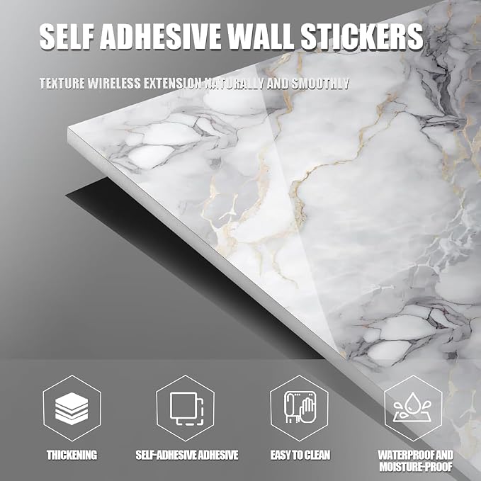 Chejiaye 22pcs Marble Peel and Stick Backsplash Surface Waterproof Wall Panels - Image 8