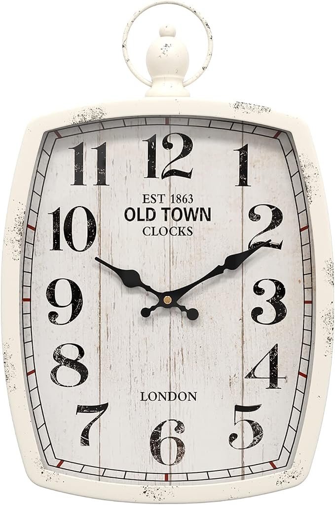 Menterry Large Retro Rectangle Wall Clock, Battery Operated Silent Decor Wall by Menterry