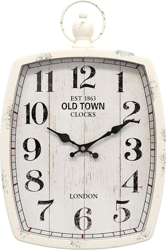 Menterry Large Retro Rectangle Wall Clock, Battery Operated Silent Decor Wall by Menterry