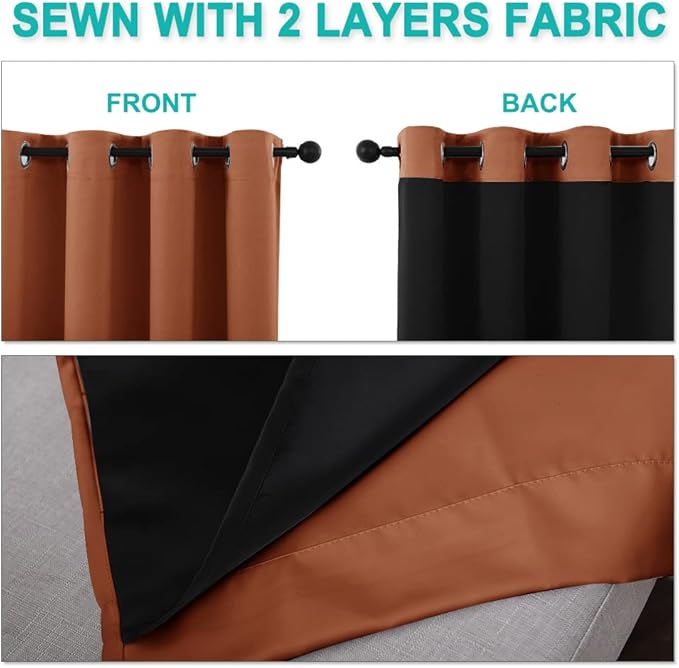 NICETOWN Full Shading Curtains 96 inches Long 2 Panels Set - Image 5