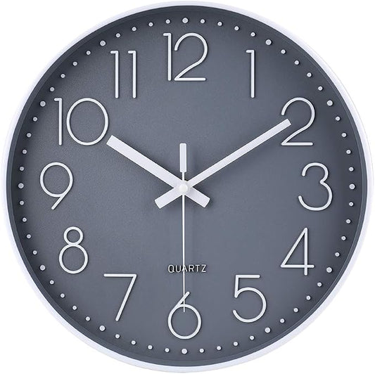 jomparis 13 1/2 Inches Gray Wall Clock Silent Battery Operated Wall Clock by JOMPARIS