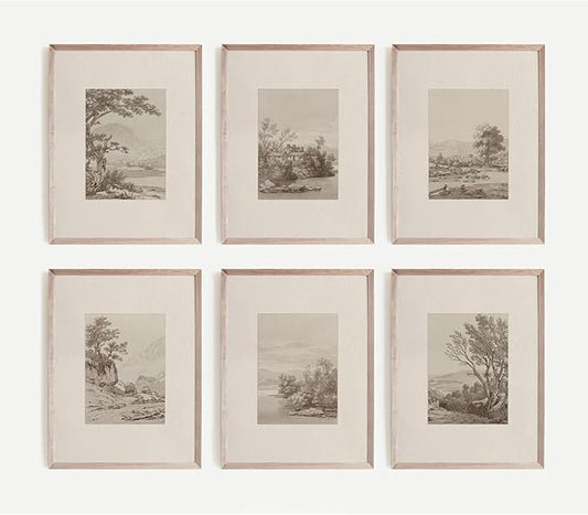 Joocrise Neutral Wall Art Decor Set of 6 Vintage Canvas Wall Art Rustic by Unknown