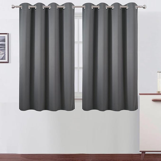 LEMOMO Blackout Curtains 66 x 54 Inch Long Frost Grey Curtains Set of 2 Panels by Lemomo