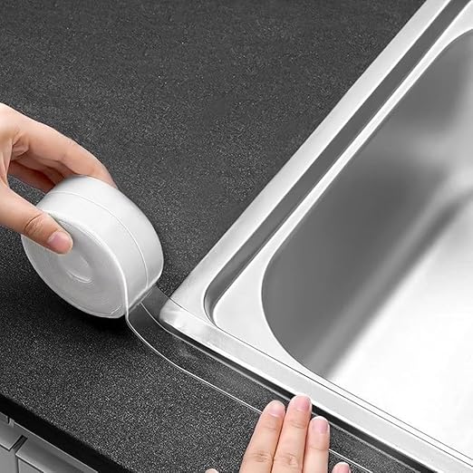 Clear Caulk Tape Waterproof Self Adhesive, Peel & Stick Bathroom Chalk Tape by Unknown