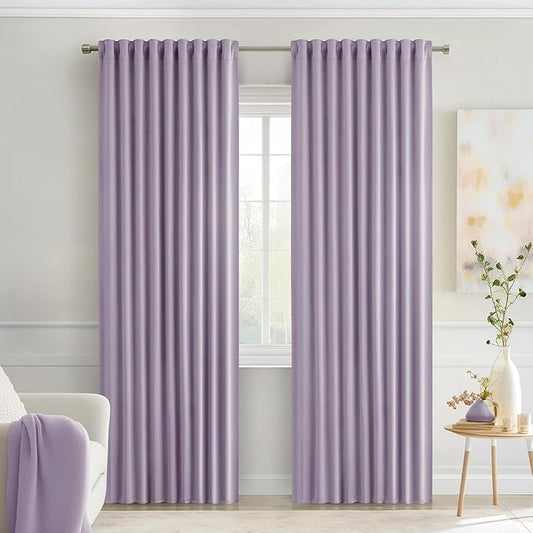 MIULEE Lilac Back Tab Blackout Curtains 72 Inches Long 2 Panels Set by MIULEE