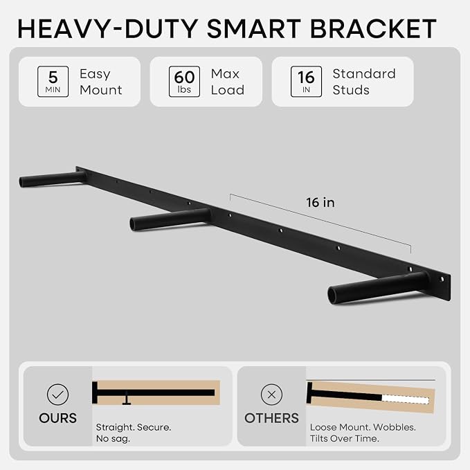 Homeforia Floating Black Shelf 60 inch, High End Solid Real Wood 60 inches Long - Image 5