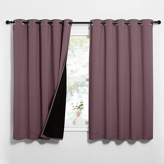 NICETOWN Dry Rose 100% Blackout Lined Curtains, 2 Thick Layers Completely by NICETOWN