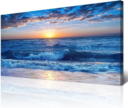 Wapluam Large Canvas Wall Art For Office Farmhouse Living Room Ocean Beach Wall by Wapluam