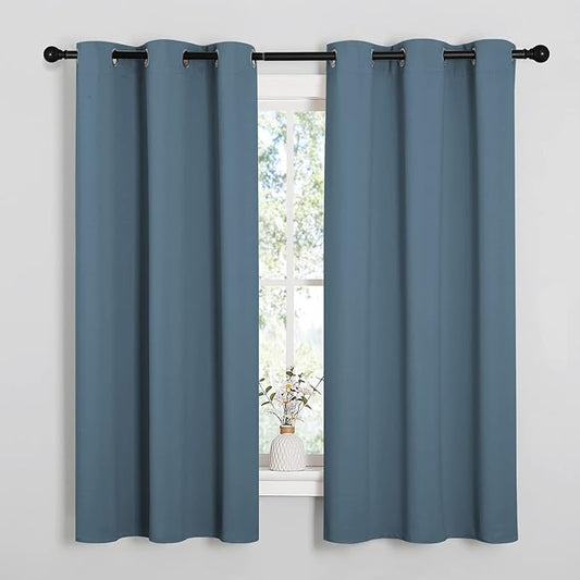 NICETOWN Smoky Blue Blackout Curtains 68 inches Length by NICETOWN